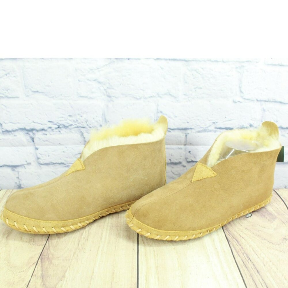 LL Bean Brown Suede Wicked Good Shearling Lined Slipper Ankle Boots Size 9 M - Picture 2 of 10